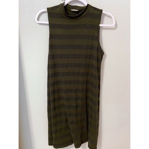 Grey and Green Mock neck T-Shirt Dress